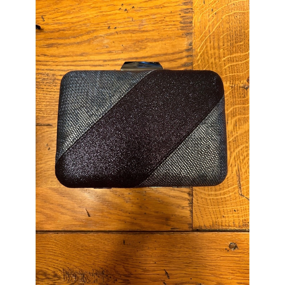 Black Glitter Hard Case Evening Clutch Crossbody Bag Formal Wedding Party